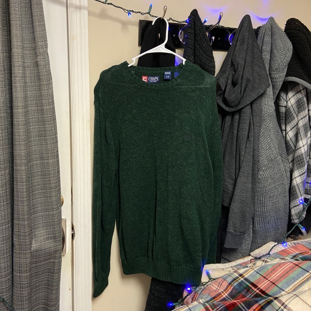 Chaps Crewneck Over-Shirt Sweater | Forest Green